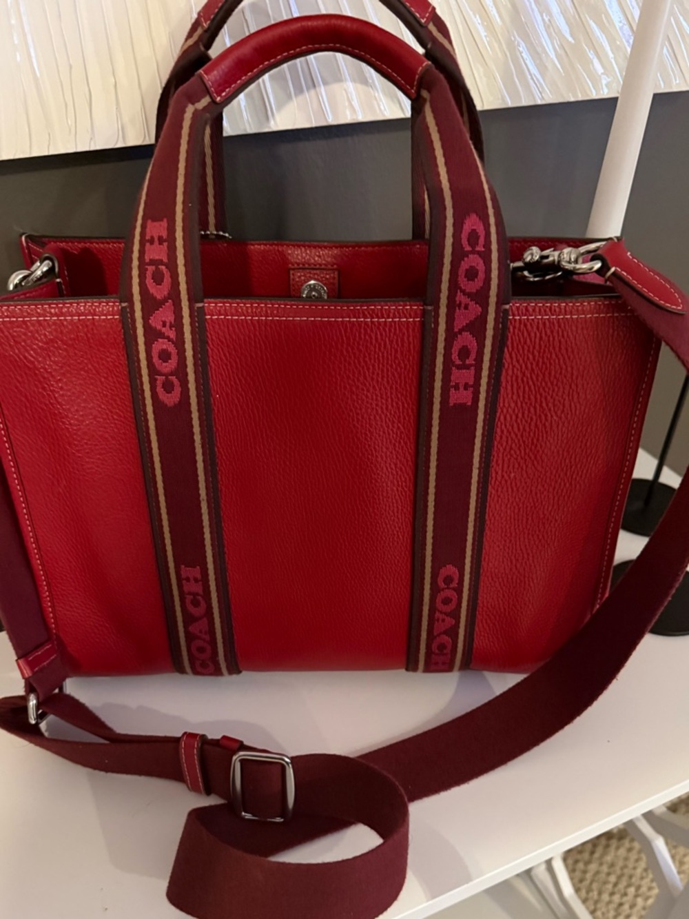 Coach Tote-Red and Pink